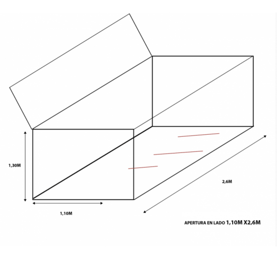 Cubre Bala nivel Start con tapa 1,1m X 2,6m X 1,3m